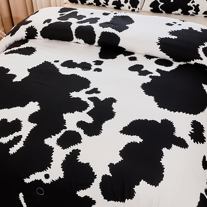 Cow Print Comforter Full,Western Comforter Set Full,Boys Full Comforter Set,Black and White Color Comforter,Cow Bedding Set,Cow Room Decor