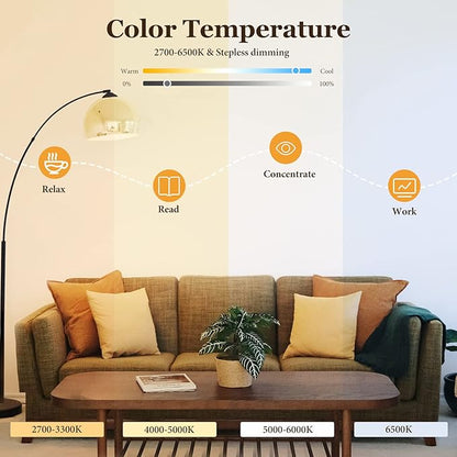 Smart Light Bulb, WiFi & Bluetooth 5.0, A19 E26 800LM Color Changing Light Bulb, Warm to Cool White, Dimmable LED Lights, App Control, UL Listed, No Hub Required, Works with Alexa Google Home