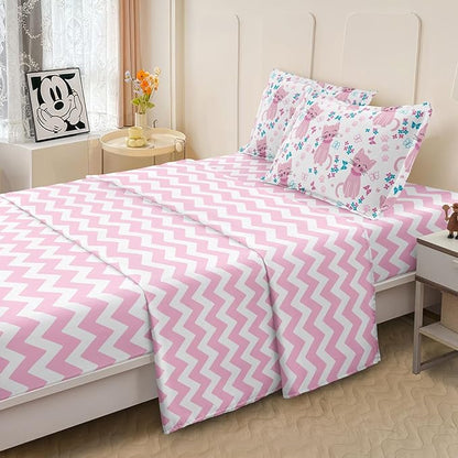 Kids Cat Bedding Twin Size Bed in a Bag, Cute Pink Animal Comforter Set for Teen Girls Bedroom Decor, Kawaii Floral Butterfly Bedding Sets & Collections