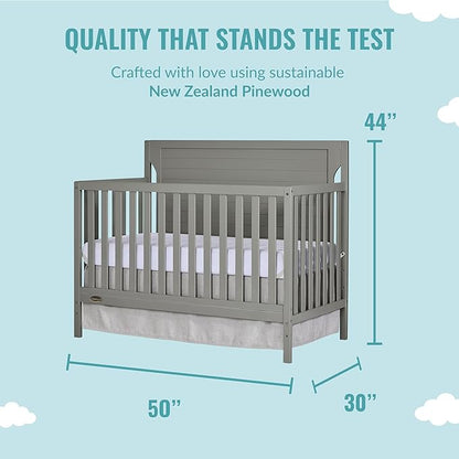 Cape Cod 5-in-1 Convertible Crib in Storm Grey, Greenguard Gold Certified, 55x30x44.5 Inch (Pack of 1)