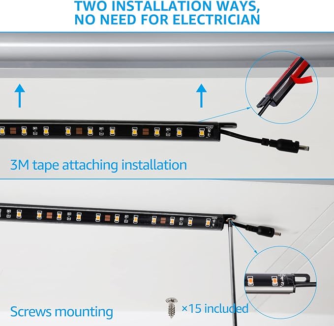 TORCHSTAR LED Safe Lighting Kit, (6) 12 Inch Linkable Light Bars + Motion Sensor + UL Power Adapter, 900LM, Input 100-240V, for Under Cabinet Gun Safe Locker Closet Showcase, 3000K Warm White