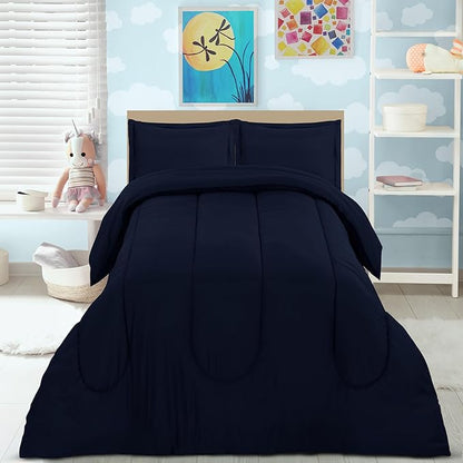 Utopia Bedding All Season Navy Comforter Set with 2 Pillow Cases, 3 Piece Soft Brushed Microfiber Kids Bedding Set for Boys/Girls, Machine Washable (Twin, Pack of 6)
