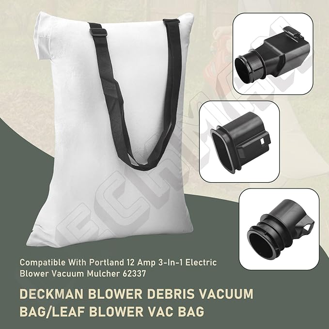 DECKMAN Blower Debris Vacuum Bag/Leaf Blower Vac Bag Compatible with Portland 12 Amp 3-in-1 Electric Blower Vacuum Mulcher 62337