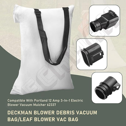 DECKMAN Blower Debris Vacuum Bag/Leaf Blower Vac Bag Compatible with Portland 12 Amp 3-in-1 Electric Blower Vacuum Mulcher 62337