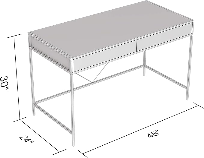 Safdie & Co. Computer Desk 49inch for Home Office and Small Spaces with 2 Drawers Brown Reclaimed Wood with Black Metal. Ideal for Writing, Gaming, Study, Work from Home.