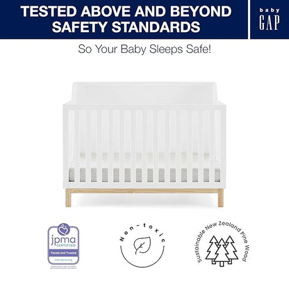 babyGap by Delta Children Oxford 6-in-1 Convertible Crib TrueSleep 2-Stage Deluxe Crib and Toddler Mattress (Bundle)