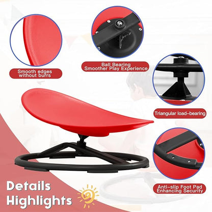 Sensory Toys for Kids Autism Sensory Products Sit and Spin Autism Toys Sensory Chair Spinning Chair ADHD Chair Swivel Chair Training Body Coordination (Red)