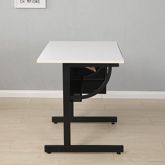 NicBex Laik-DW-00016-DX Desks, 45.67" W x 23.6" D x 29.5" H, White+Black