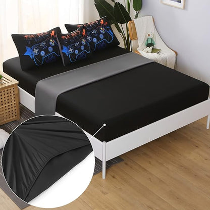 JQinHome Queen Gaming Comforter Sets for Boys,6 Piece Bed in A Bag 3D Video Game Bedding All Season Soft Microfiber Gamer Bedding Sets for Kids, Pillowcase, Flat Sheet, Fitted Sheet,Cushion Cover