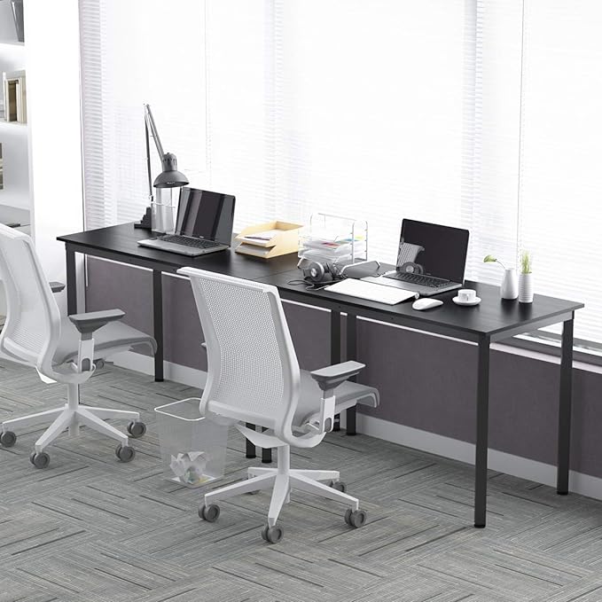 Weehom Computer Desk Home Office Writing Desk Study Laptop/Dining Table - 55 Inches Black Desk