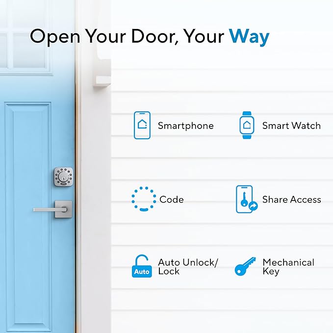 ULTRALOQ U-Bolt 5-in-1 Keyless Entry Backlit Keypad, App,Smart Door Lock, Bluetooth, Satin Nickel