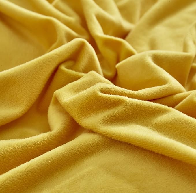 Wellboo Mustard Yellow Velvet Comforter Sets Full Size Solid Fluffy Turmeric Yellow Bedding Comforters Plain Dark Yellow Sherpa Quilts Soft Warm Winter Flannel Plush Blanket Luxury Shaggy Crystal Bed