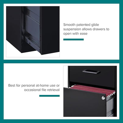 Lorell 14341 18 Deep 2-Drawer File Cabinet, Black