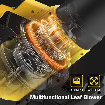 Cordless Leaf Blower for Dewalt 20V Battery, 26000RPM, 400CFM Portable Handheld Leaf Blower for Blowing SnowLeaves, Adjustable Speeds & lightweight for Yard,Patio,Factory(Battery Not Included)