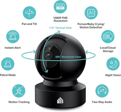 Kasa Smart Indoor Pan-Tilt Home Security Camera, 1080p HD Dog Camera w/Night Vision, Motion Detection for Baby & Pet Monitor, Cloud & SD Card Storage, Works w/ Alexa & Google Home, 2.4G WiFi (EC71)