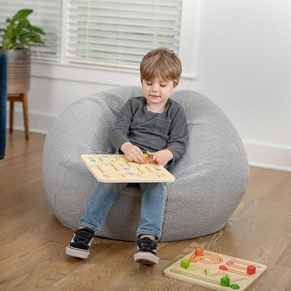 Flash Furniture Dillon Sherpa Bean Bag Chair, Classic Refillable Bean Bag Chair for Kids and Teens, Small, Gray