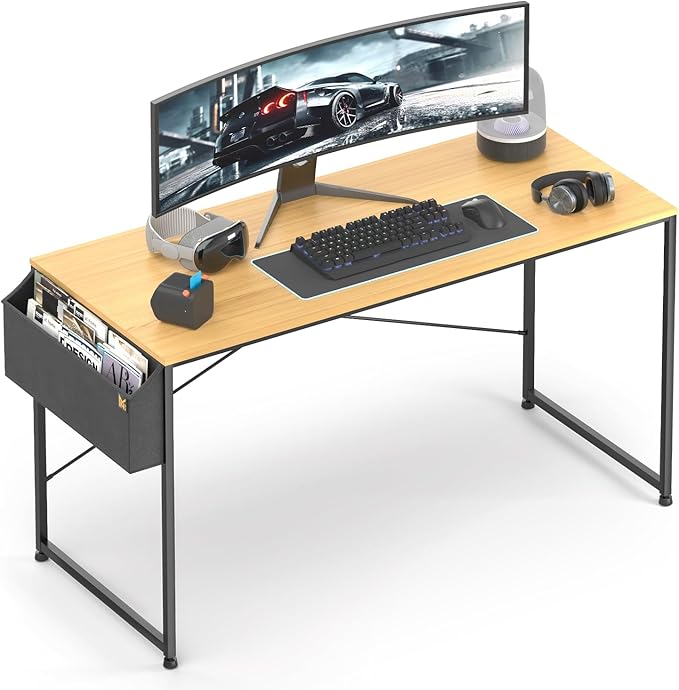 MoNiBloom Computer Desk, Modern Simple Style Laptop Table for Reading Writing Livingroom Bedroom - Light Walnut