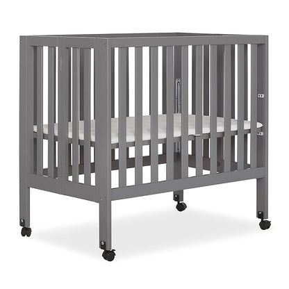 Jett Non-Full Size Folding Convertible Crib, Lightweight Portable Crib, Three Adjustable Mattress Height Settings, Easy to Fold Travel Crib, 1.5” Mattress Pad Included