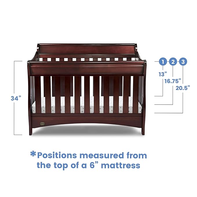 Delta Children Bentley S Series 4-in-1 Crib, Black Cherry Espresso + Serta Perfect Slumber Dual Sided Recycled Fiber Core Crib and Toddler Mattress (Bundle)