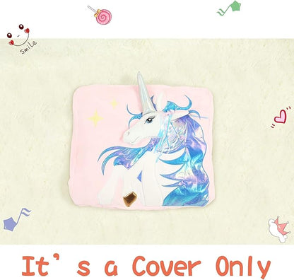 Kids Unicorn Bean Bag Chairs for Organizing Stuffed Animals, Girls Room Decorations Chair, Velvet Fabric Super Soft Large Size Cover Only