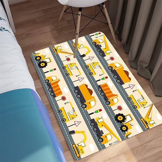 Construction Rug Car Rug Construction Rugs for Boys Room Cartoon Truck Area Rug Construction Play Mat Car Rug for Boys Room Construction Decor for Boys Room 2'×3'