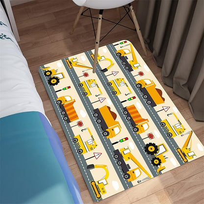 Construction Rug Car Rug Construction Rugs for Boys Room Cartoon Truck Area Rug Construction Play Mat Car Rug for Boys Room Construction Decor for Boys Room 2'×3'
