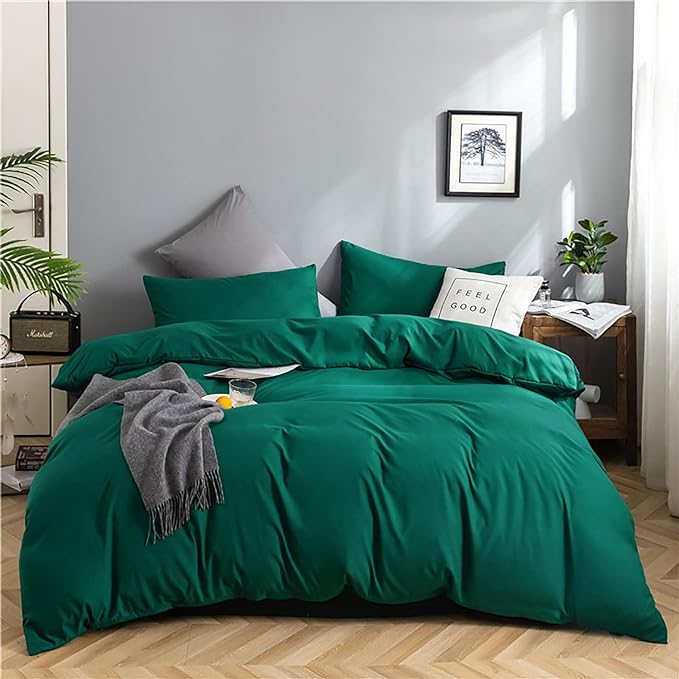 Green Comforter Set King Dark Green Bedding Set Soft Lightweight Pure Emerald Green Comforter Men Women Durable Green King Blanket Breathable Green Comforter Set Solid Green Bed Comforter