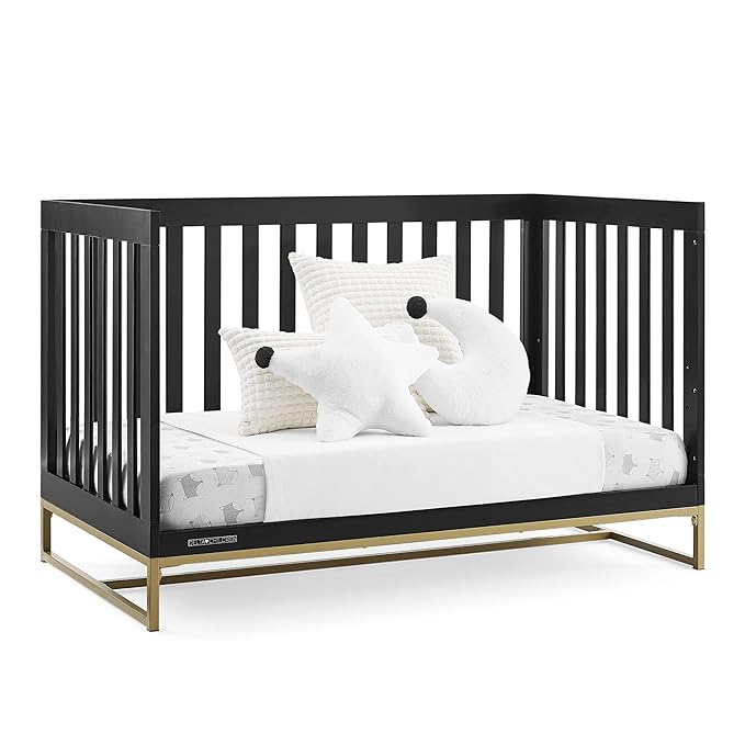 Delta Children Jade 4-in-1 Convertible Crib - Greenguard Gold Certified, Ebony/Bronze