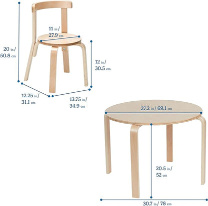 ECR4Kids ECRKids Seating, 5-Piece Table and Chairs Set, Natural
