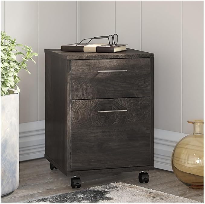 Bush Furniture Key West 2-Drawer Mobile File Cabinet, Letter/Legal, Dark Gray Hickory, 16-Inch (KWF116GH-03)