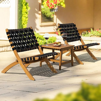 Design Heavy Duty 400lbs Capacity Patio Bistro Piece Outdoor, Onesize, Foldable Reclining Set 3