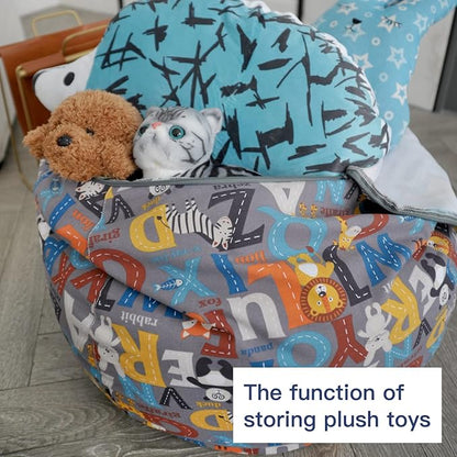 YuppieLife Kids Animal Storage Bean Bag Cover（No Filling Extra Large stuff'n Sit|Toy Organizer|Carrying Handle|Available for Kids and Teenager（38“,Letter）