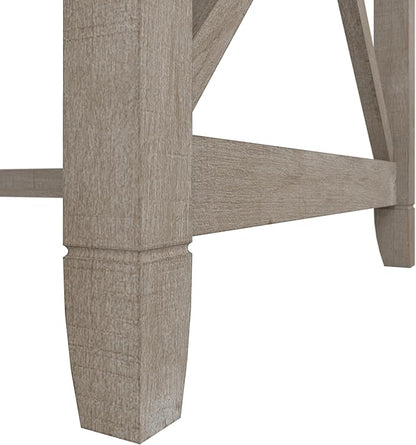 Bush Furniture Key West 60W L Shaped Desk with 2 Drawer Mobile File Cabinet in Washed Gray