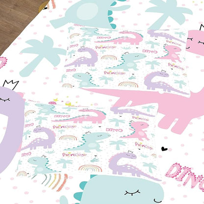 NINENINE Girls Comforter Sets Full,Dinosaur Bedding Sets Full Size,Comforter Sets for Girls,Princess Bedding Set Cute Bed Sets with Pillowcases