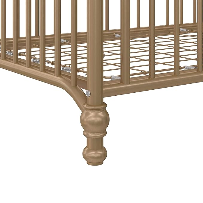 Little Seeds Ivy 3-in-1 Convertible Metal Crib, JMPA Certified, Gold