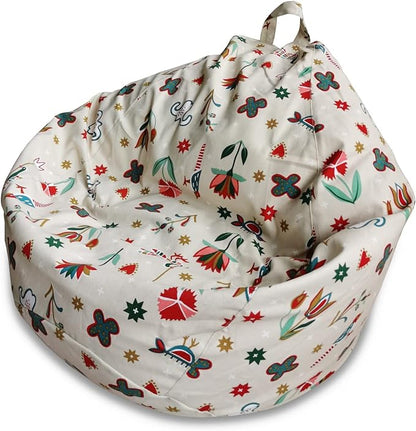 YuppieLife Stuffed Animal Storage Bean Bag Chairs Canvas Cover for Kids(No Filling)/Machine Washable and Durable Toddler Bean Bag Sofa Cover for Room Decor (kid painting, 38”)