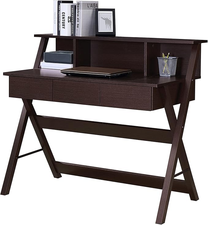 NicBex Laik-DW-00040-DX Desks, 43.25" W x 21.75" D x 38" H, Brown