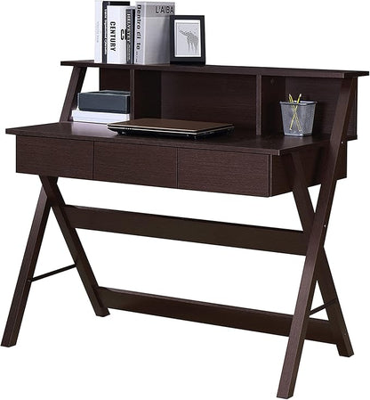 NicBex Laik-DW-00040-DX Desks, 43.25" W x 21.75" D x 38" H, Brown