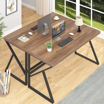 HSH Large Computer Desk, Industrial Modern Home Office Desk, Wooden and Metal PC Desk for Work Writing Study Gaming Bedroom, Farmhouse Vintage Computer Table Executive Workstation, Rustic Oak 60 Inch