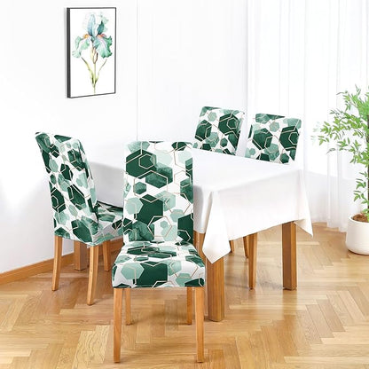 Gibelle Dining Room Chair Covers Set of 4, Soft Stretch Kitchen Chair Covers Slipcover Protector, Removable Washable Geometric Parson Chair Covers 4 Pack, Hunter Green