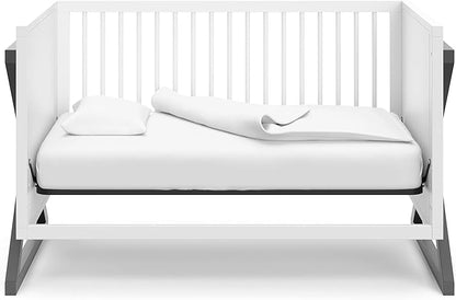 Storkcraft Equinox 3-in-1 Convertible Crib (Gray) – Easily Converts to Toddler Bed and Daybed, 3-Position Adjustable Mattress Support Base, Modern Two-Tone Design for Contemporary Nursery