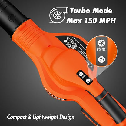 Leaf Blower Cordless - 21V Electric Cordless Leaf Blower with 2 Batteries and Charger, 2 Speed Mode, 2.0Ah Lightweight Battery Powered Leaf Blowers for Lawn Care, Patio, Blowing Leaves