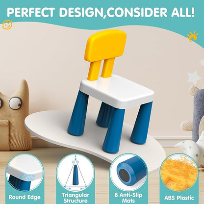 2 Pcs Plastic Toddler Chairs: Kids Chair for Table Birthday Gifts Step Stool Lightweight Indoor Outdoor School Playroom Nursery Beach Camping Activity Small Chair for Kids Boys Girls Age 3-10