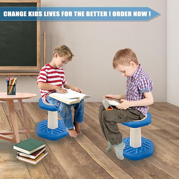 Active Chairs Kids Preschool Wobble Stool - Alternative Flexible Seating Balance Wiggle Stool for Classroom,Preschool,Kindergarten&Elementary School,Active Sensory Chairs,Ages3-8,Blue(14in)
