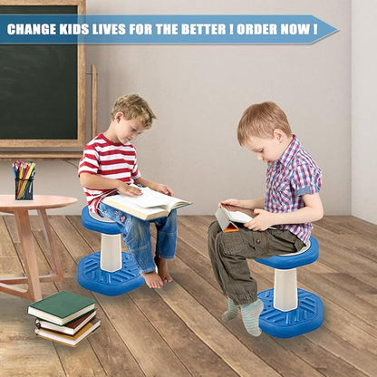Active Chairs Kids Preschool Wobble Stool - Alternative Flexible Seating Balance Wiggle Stool for Classroom,Preschool,Kindergarten&Elementary School,Active Sensory Chairs,Ages3-8,Blue(14in)