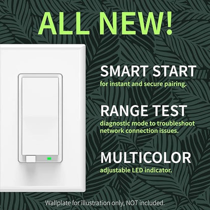 Zooz 800 Series Z-Wave Long Range S2 Dimmer Switch ZEN77 800LR, White | Simple Direct 3-Way and 4-Way Solution (Works with Regular Switches, No Aux Switch Needed) | Z-Wave Hub Required