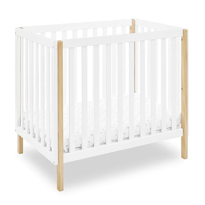 Delta Children Gio Mini Crib with 2.75" Mattress Included, Bianca White/Natural & Serta SleepTrue Mini Crib Mattress, Premium Sustainably Sourced Fiber Core