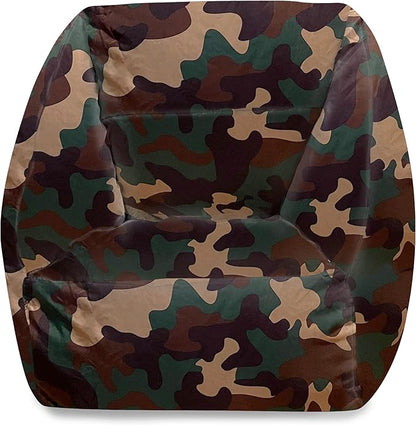 Posh Creations Structured Comfy Bean Bag Chair for Gaming, Reading and Watching TV, Coronado Chair, Nylon - Camo Green