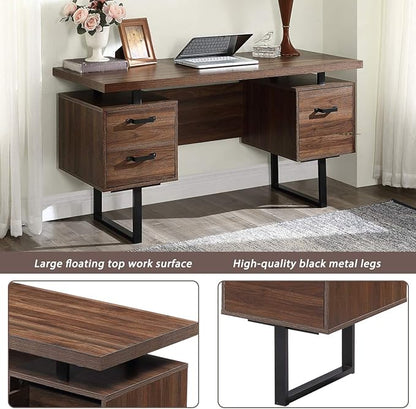 NicBex Laik-DW-00005-DX Desks, 59" W x 23.6" D x 30" H, Brown