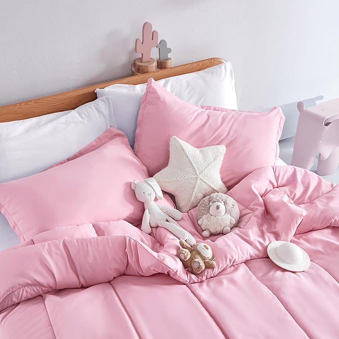 SLEEP ZONE Kids Pink Bedding Twin Comforter Set - Super Soft & Cute Printed 2-Piece Comforter Set All Seasons for Girls, Fade Resistant, Machine Washable, Ballet Pink